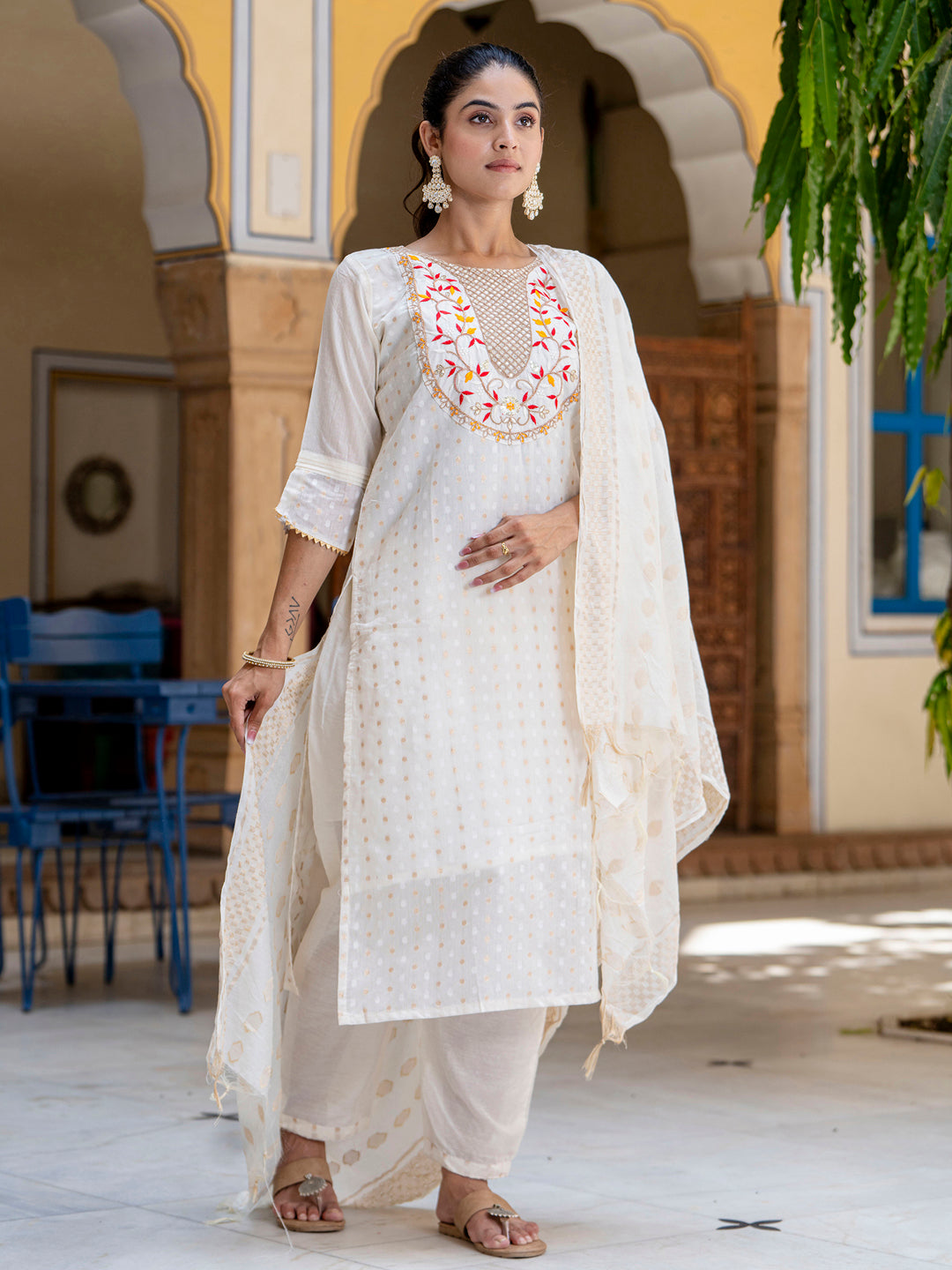 Varnika Chanderi Silk Kurta Set: Coding Embroidery, Party Wear Elegance