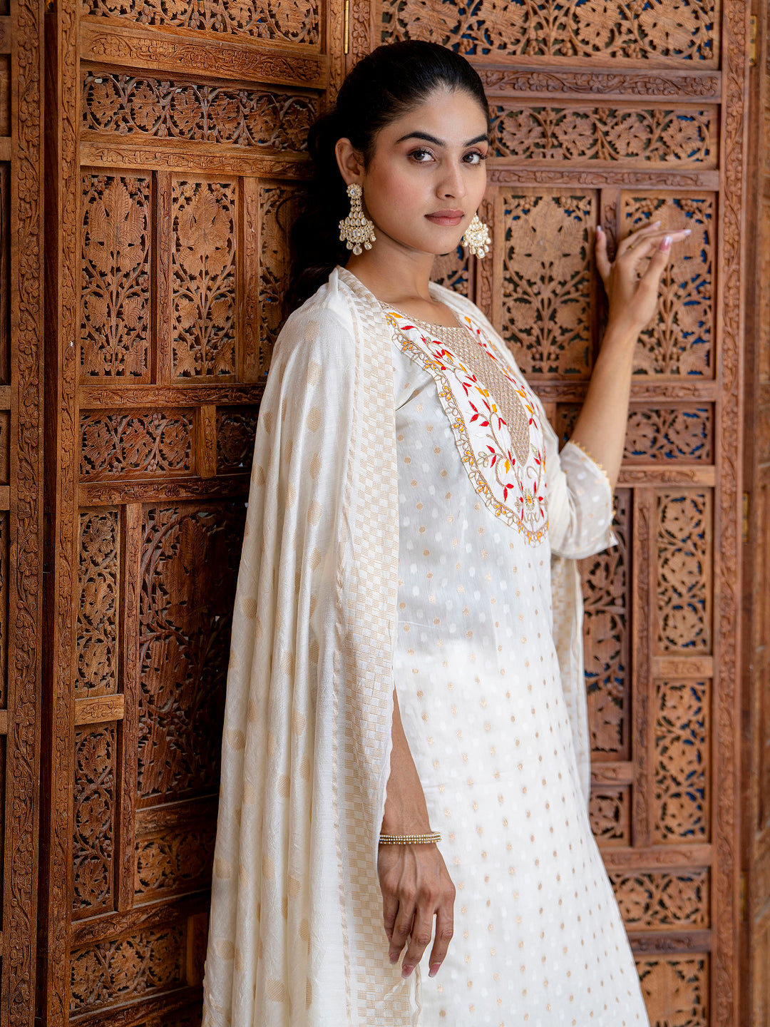 Varnika Chanderi Silk Kurta Set: Coding Embroidery, Party Wear Elegance