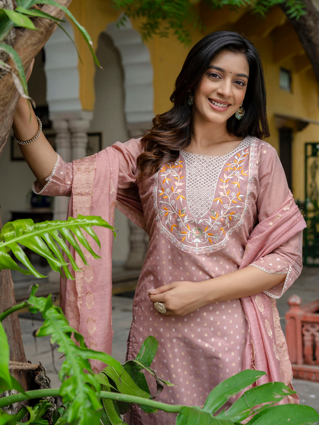 Varnika Chanderi Silk Kurta Set: Coding Embroidery, Party Wear Elegance