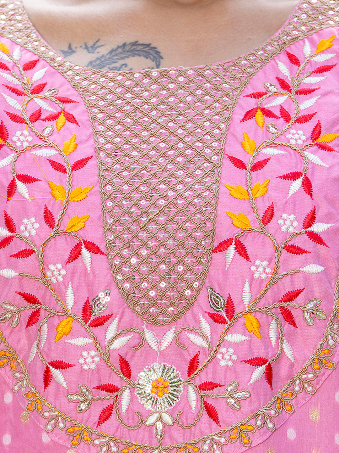 Varnika Chanderi Silk Kurta Set: Coding Embroidery, Party Wear Elegance