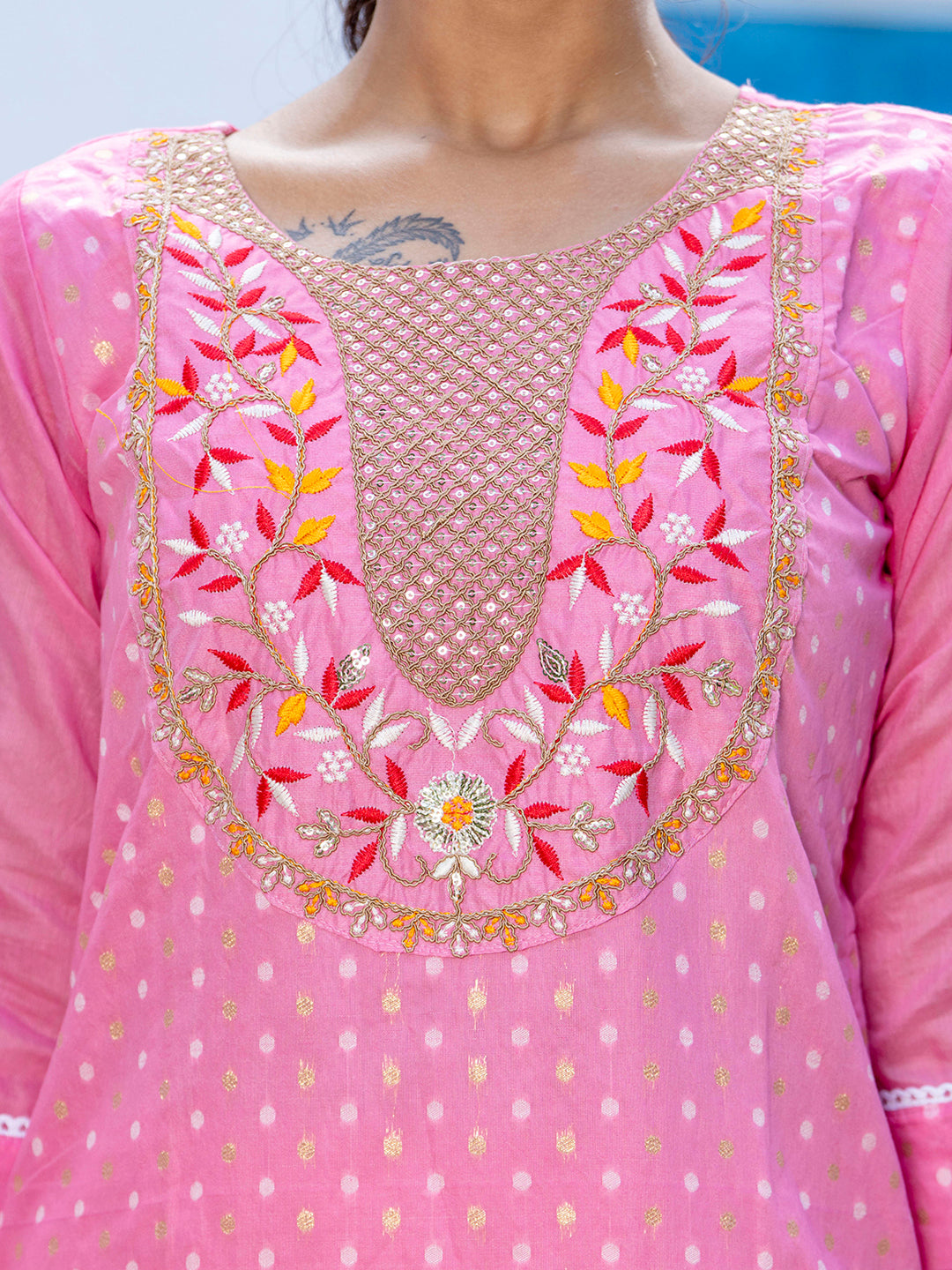 Varnika Chanderi Silk Kurta Set: Coding Embroidery, Party Wear Elegance