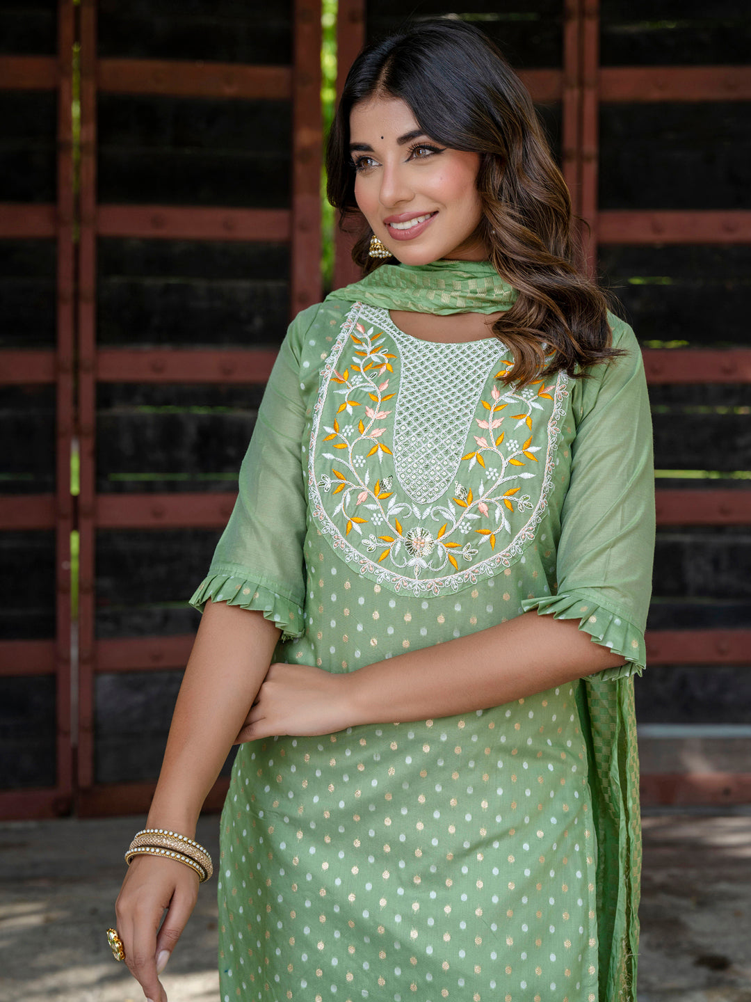 Varnika Chanderi Silk Kurta Set: Coding Embroidery, Party Wear Elegance