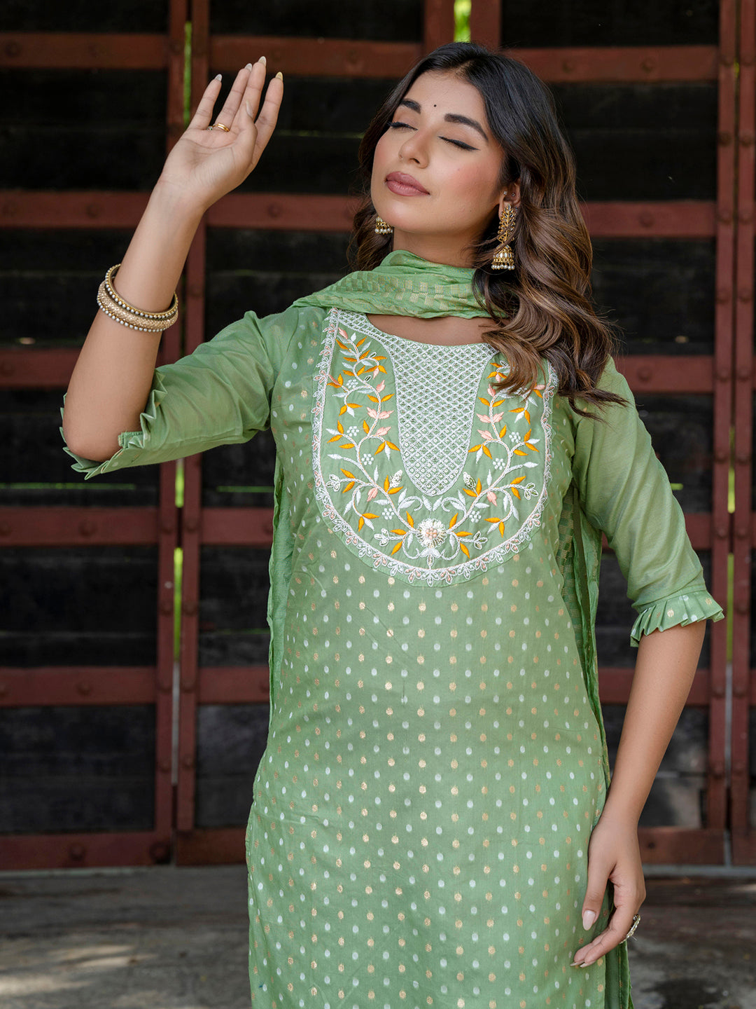 Varnika Chanderi Silk Kurta Set: Coding Embroidery, Party Wear Elegance