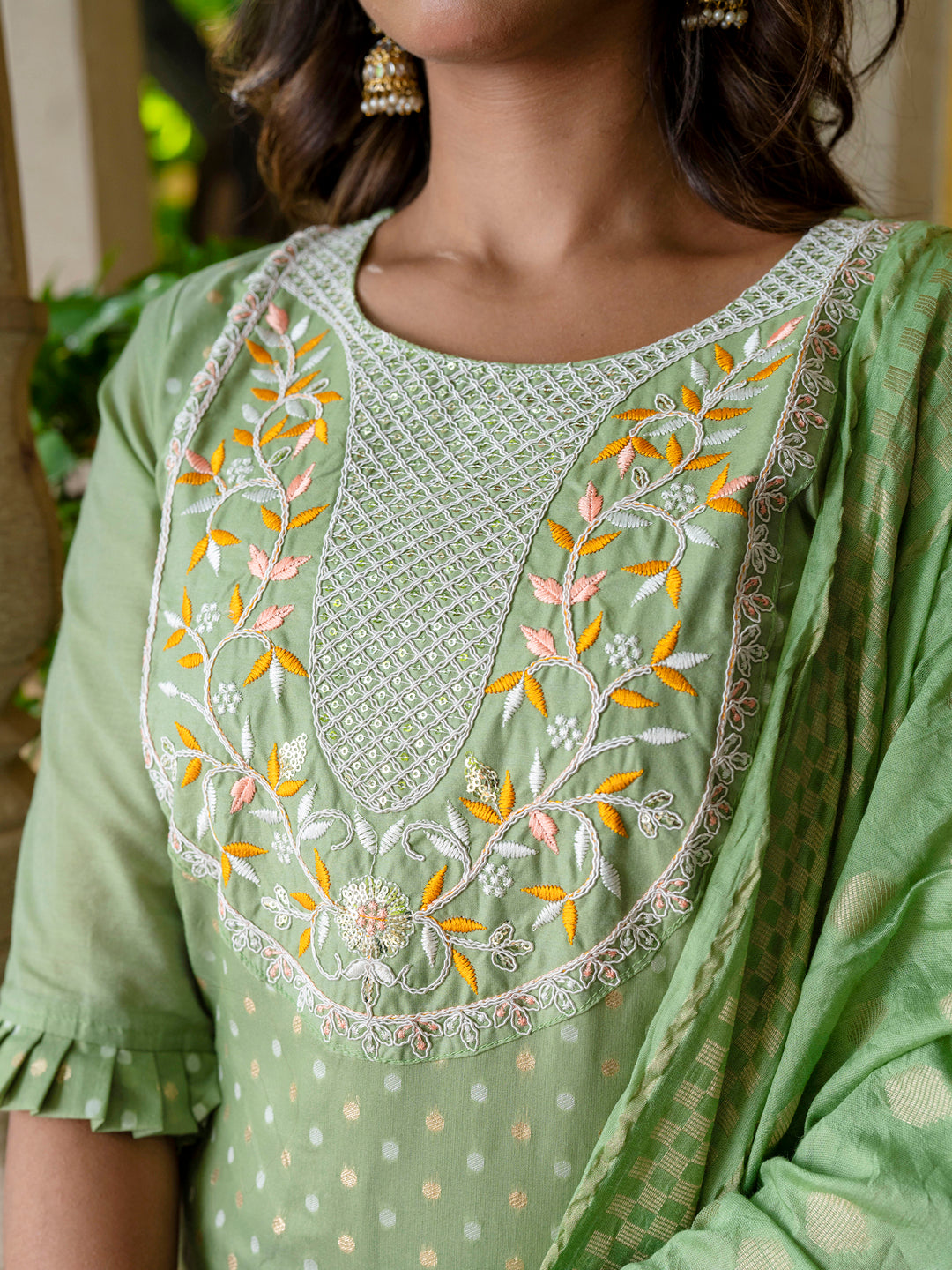 Varnika Chanderi Silk Kurta Set: Coding Embroidery, Party Wear Elegance