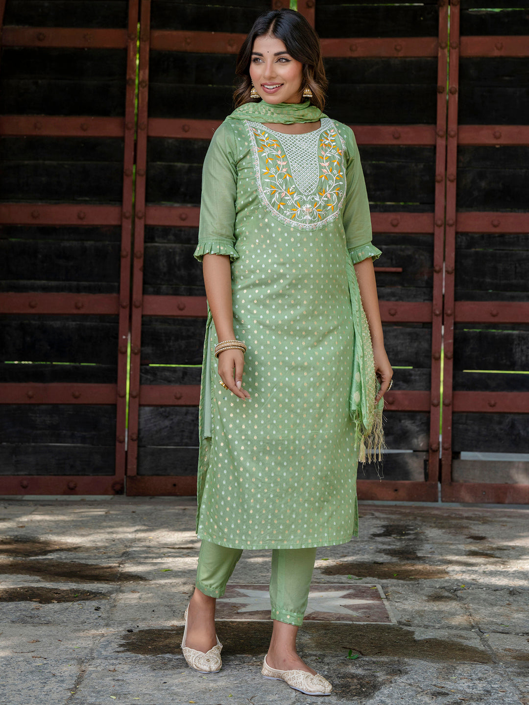 Varnika Chanderi Silk Kurta Set: Coding Embroidery, Party Wear Elegance
