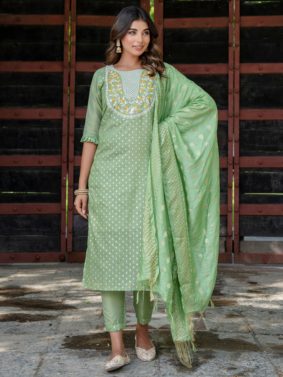 Varnika Chanderi Silk Kurta Set: Coding Embroidery, Party Wear Elegance