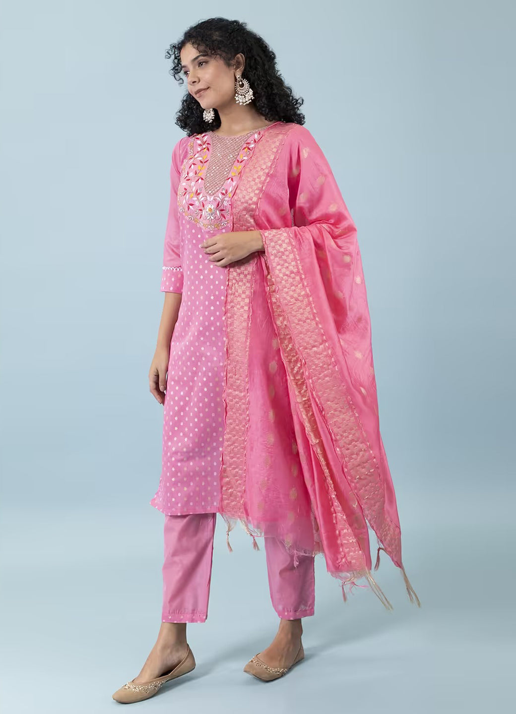 Varnika Chanderi Silk Kurta Set: Coding Embroidery, Party Wear Elegance