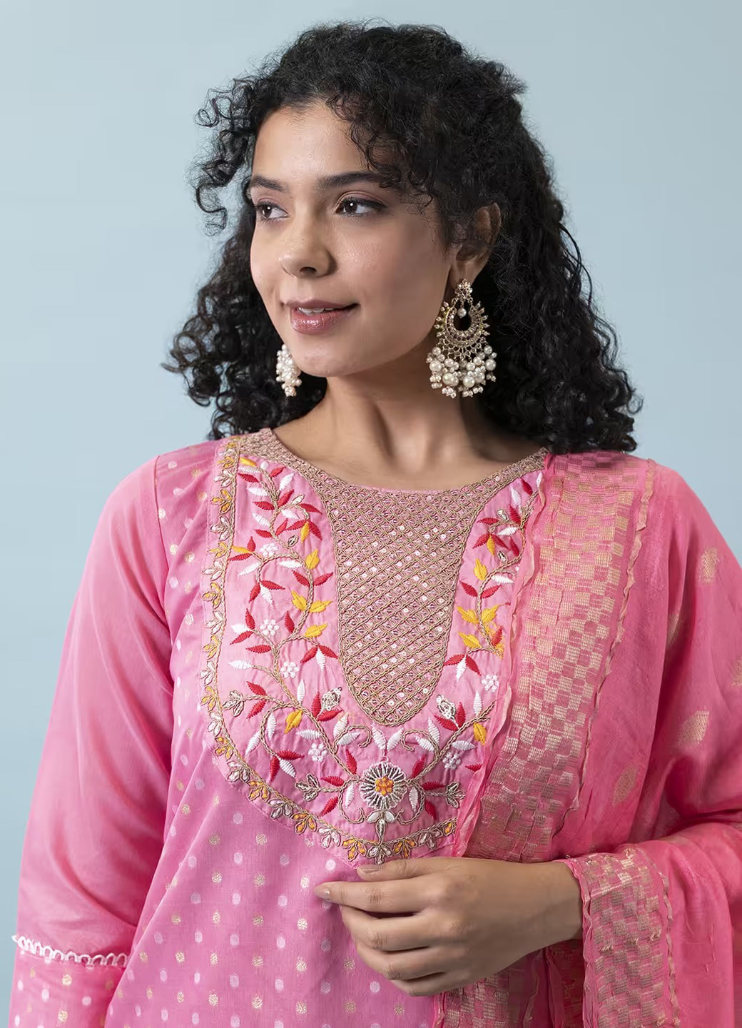 Varnika Chanderi Silk Kurta Set: Coding Embroidery, Party Wear Elegance