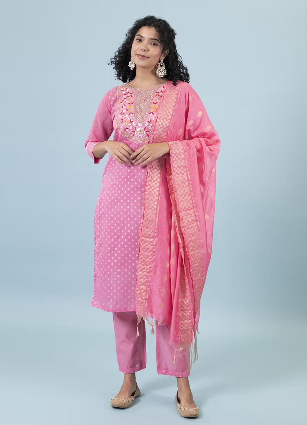 Varnika Chanderi Silk Kurta Set: Coding Embroidery, Party Wear Elegance