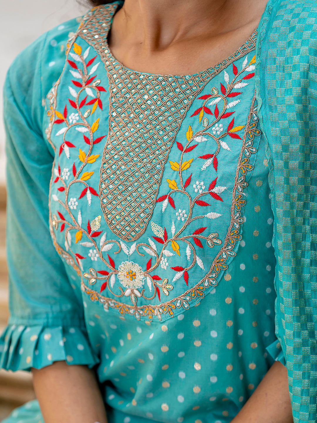 Varnika Chanderi Silk Kurta Set: Coding Embroidery, Party Wear Elegance