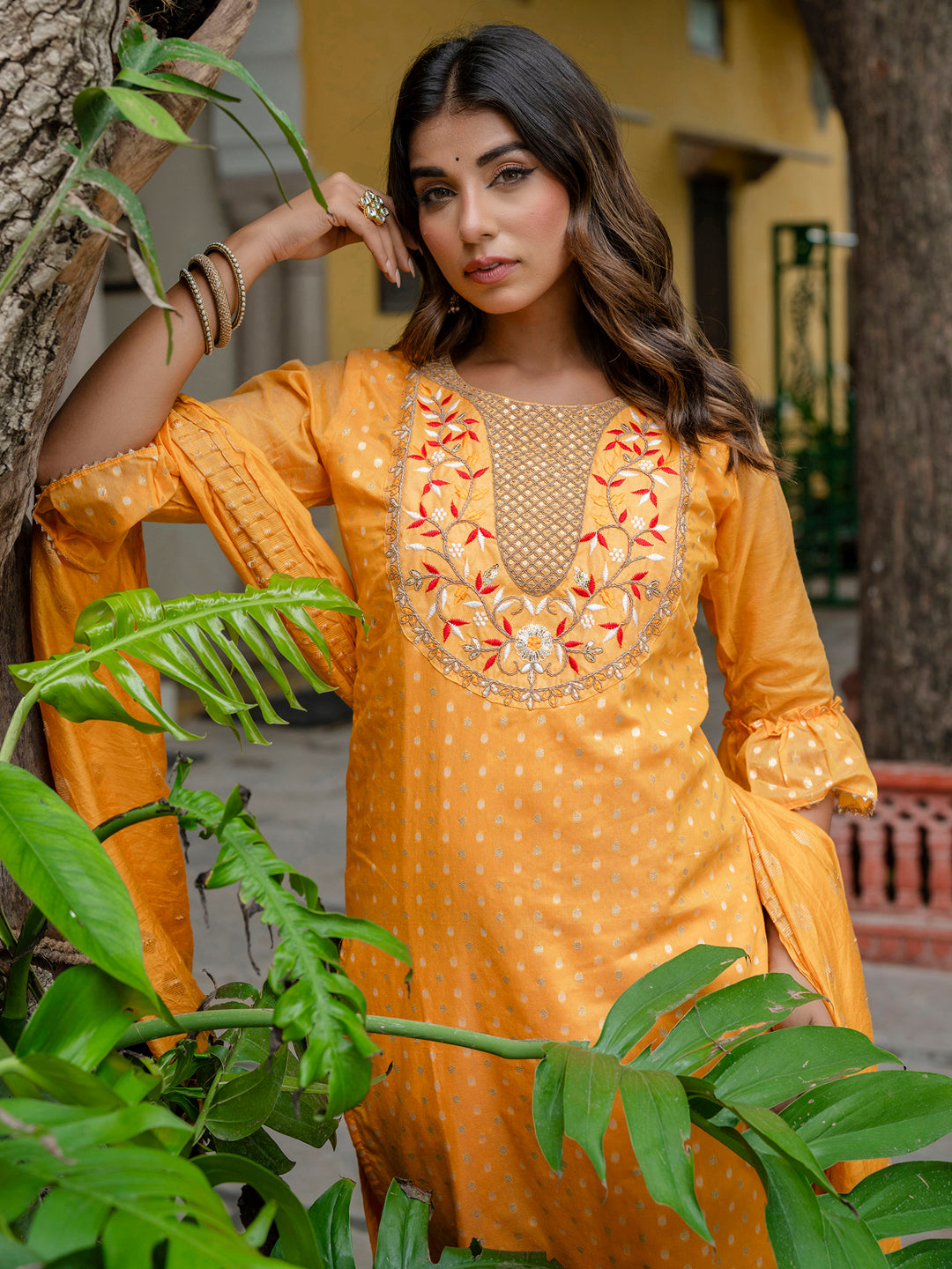 Girisha Chanderi Silk Kurta Set: Coding Embroidery, Party Wear Elegance