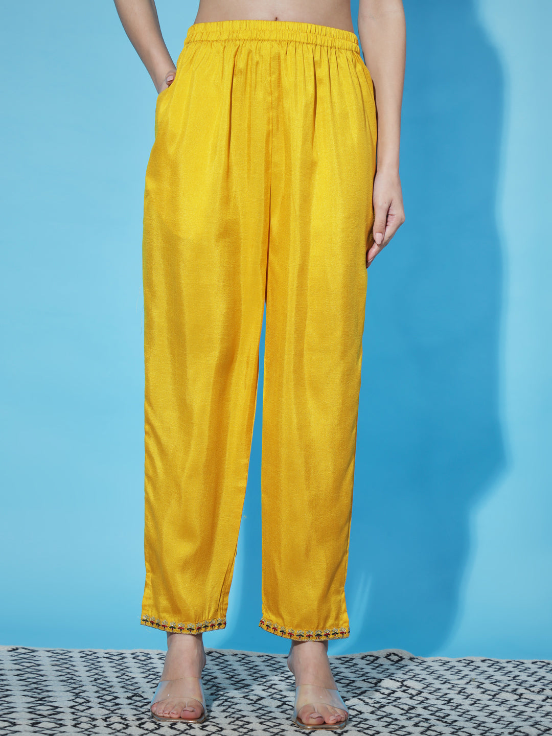 VredeVogel  Women Kurta and Trousers Pant Set Pure Silk Blend