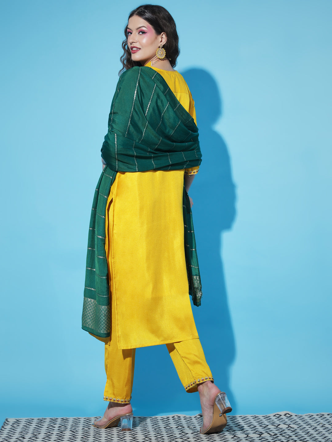 VredeVogel  Women Kurta and Trousers Pant Set Pure Silk Blend