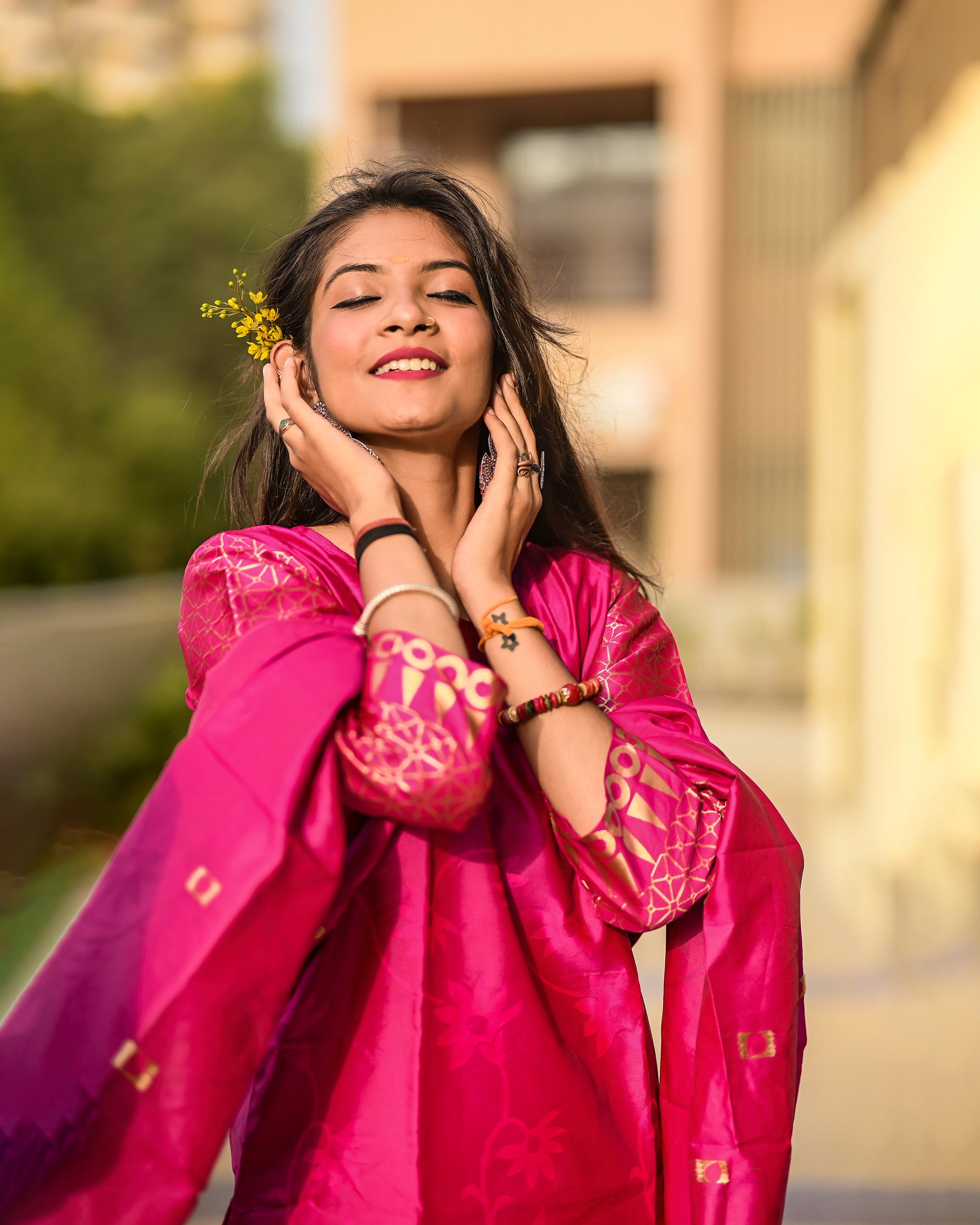 VredeVogel Cotton Silk Jacquard Kurta Pant With Banarasi Silk dupatta