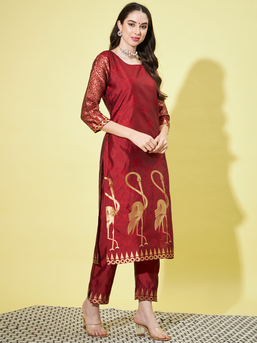 VredeVogel Cotton Silk Jacquard Kurta Pant With Banarasi Silk dupatta