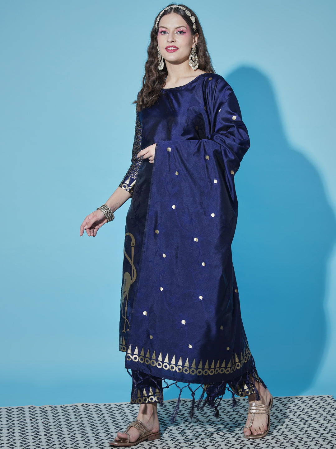 VredeVogel Cotton Silk Jacquard Kurta Pant With Banarasi Silk dupatta
