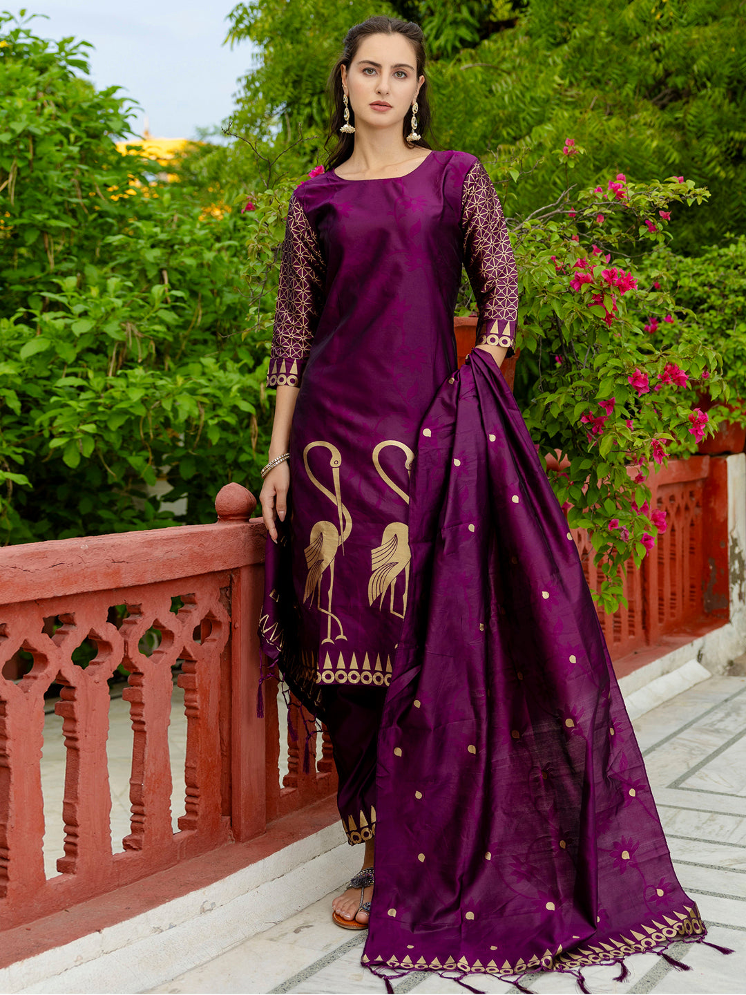 Yamini Cotton Silk Jacquard Kurta Pant with Banarasi Silk Dupatta – Elegant Ethnic 3-Piece Set for Women