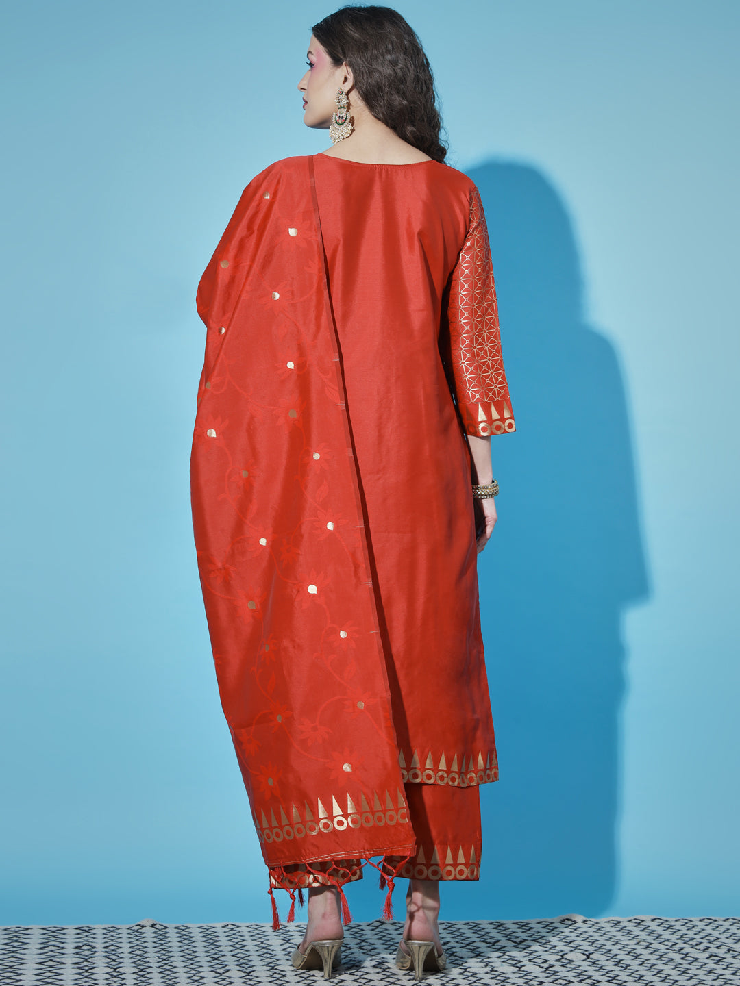 VredeVogel Cotton Silk Jacquard Kurta Pant With Banarasi Silk dupatta