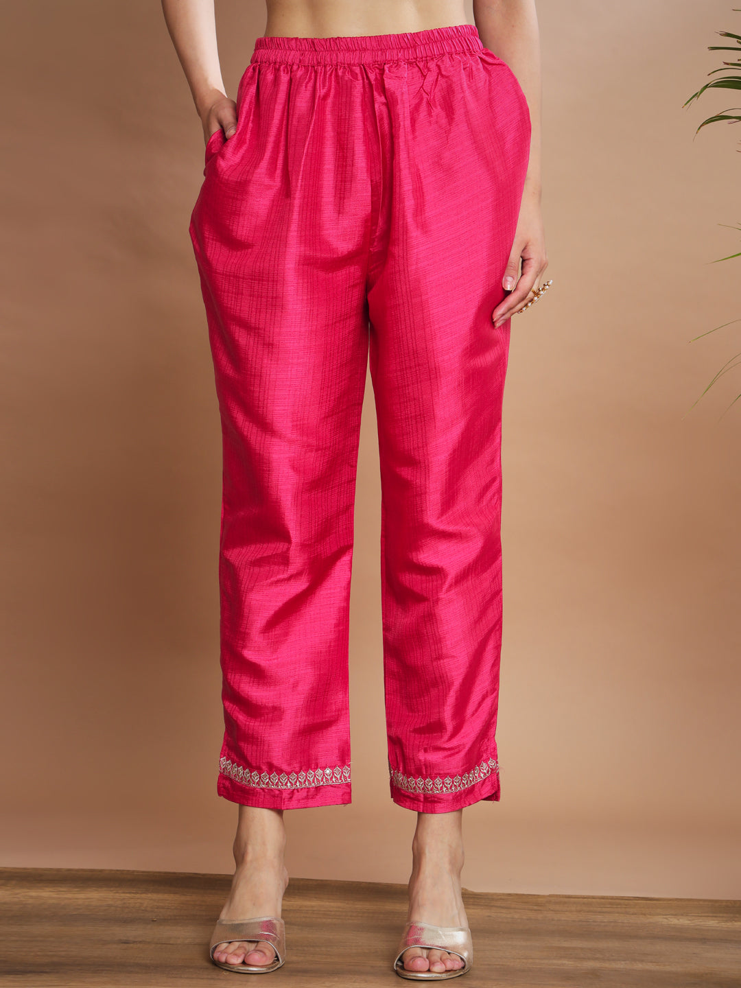 VredeVogel  Women Kurta and Trousers Pant Duppatta Set Silk Blend Nyra Cut
