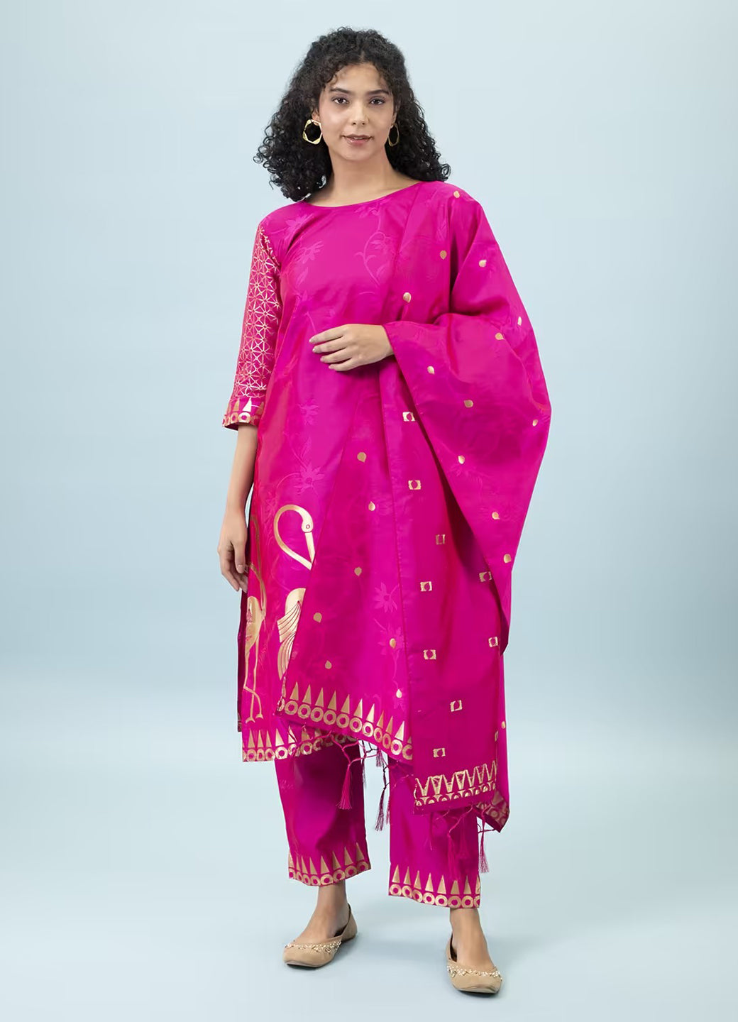 Yamini Cotton Silk Jacquard Kurta Pant with Banarasi Silk Dupatta – Elegant Ethnic 3-Piece Set for Women