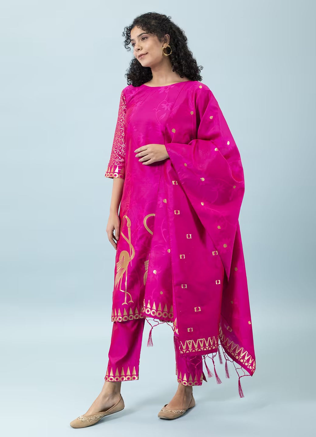 Yamini Cotton Silk Jacquard Kurta Pant with Banarasi Silk Dupatta – Elegant Ethnic 3-Piece Set for Women
