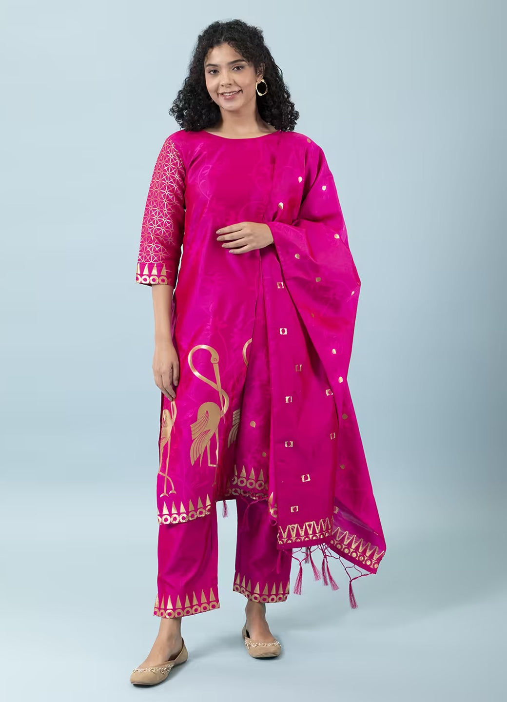 Yamini Cotton Silk Jacquard Kurta Pant with Banarasi Silk Dupatta – Elegant Ethnic 3-Piece Set for Women