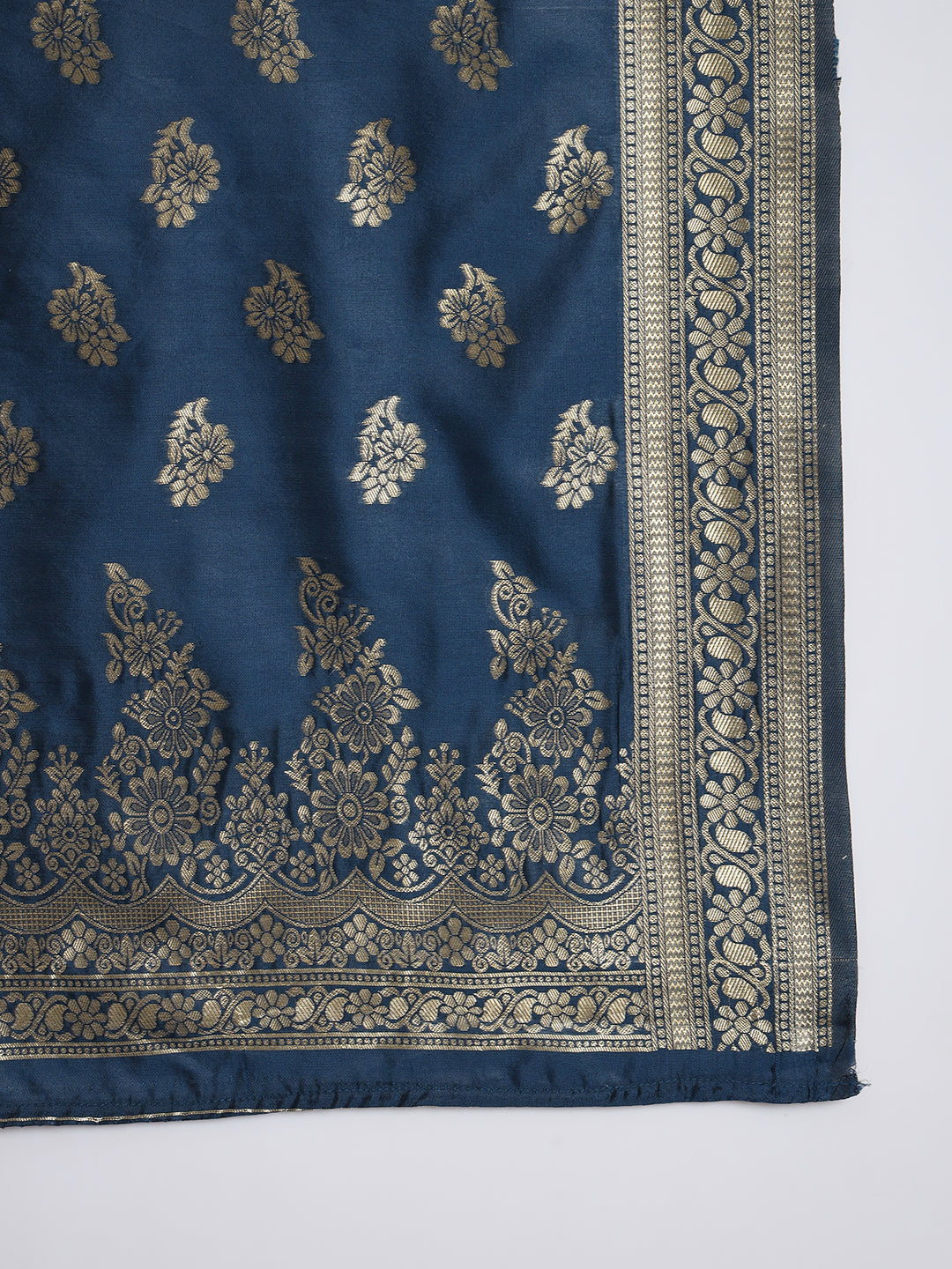 Women Kurta and Trousers Pant Set Heavy Zari Work Silk Blend