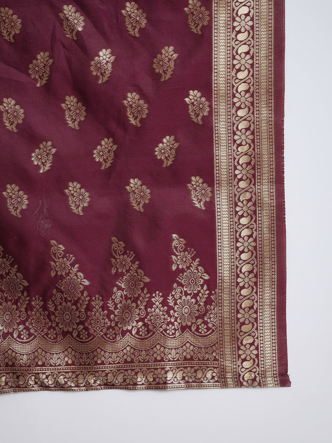 Women Kurta and Trousers Pant Set Heavy Zari Work Silk Blend