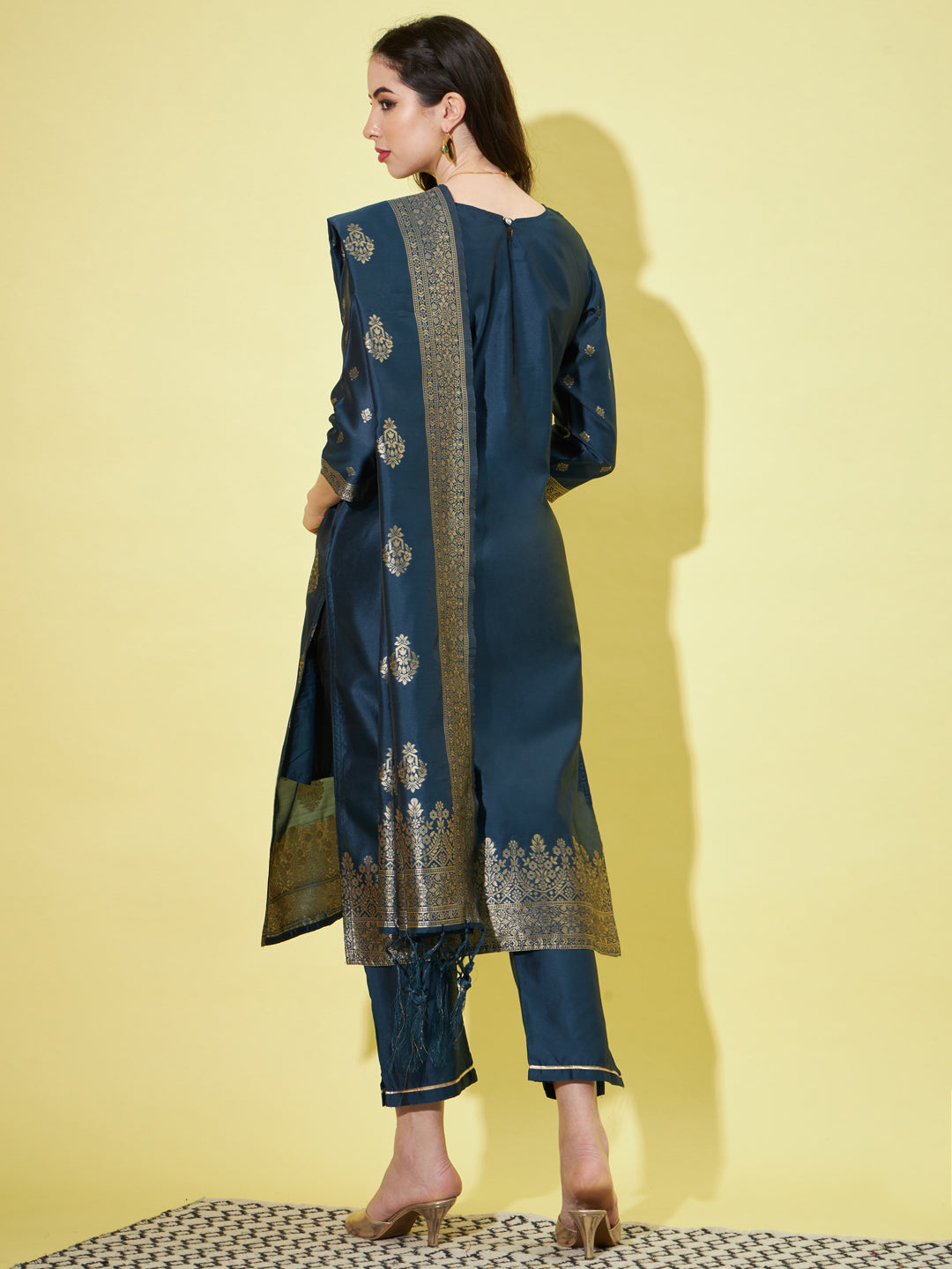 VredeVogel Cotton Silk Jacquard Kurta Pant With Banarasi Silk dupatta