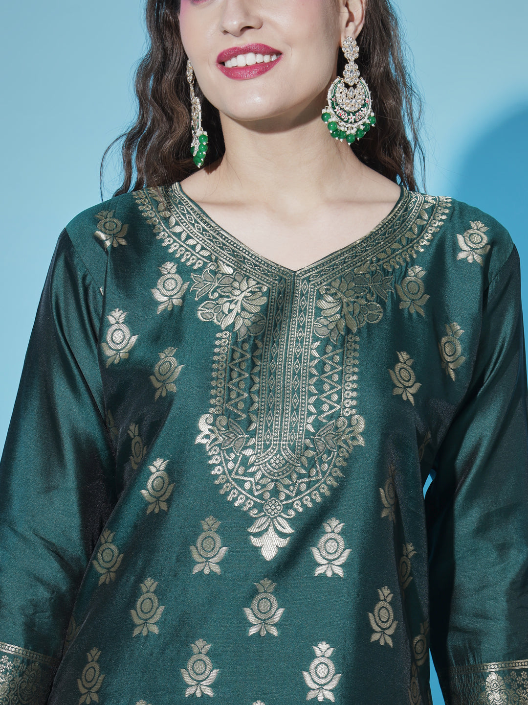 VredeVogel Cotton Silk Jacquard Kurta Pant With Banarasi Silk dupatta