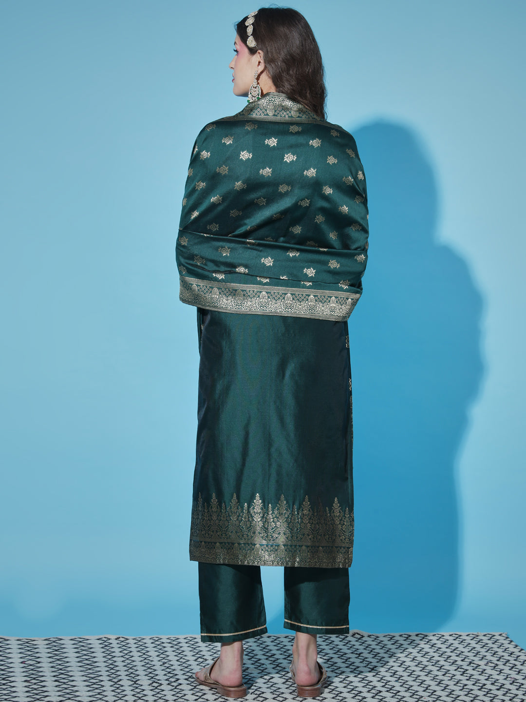 VredeVogel Cotton Silk Jacquard Kurta Pant With Banarasi Silk dupatta