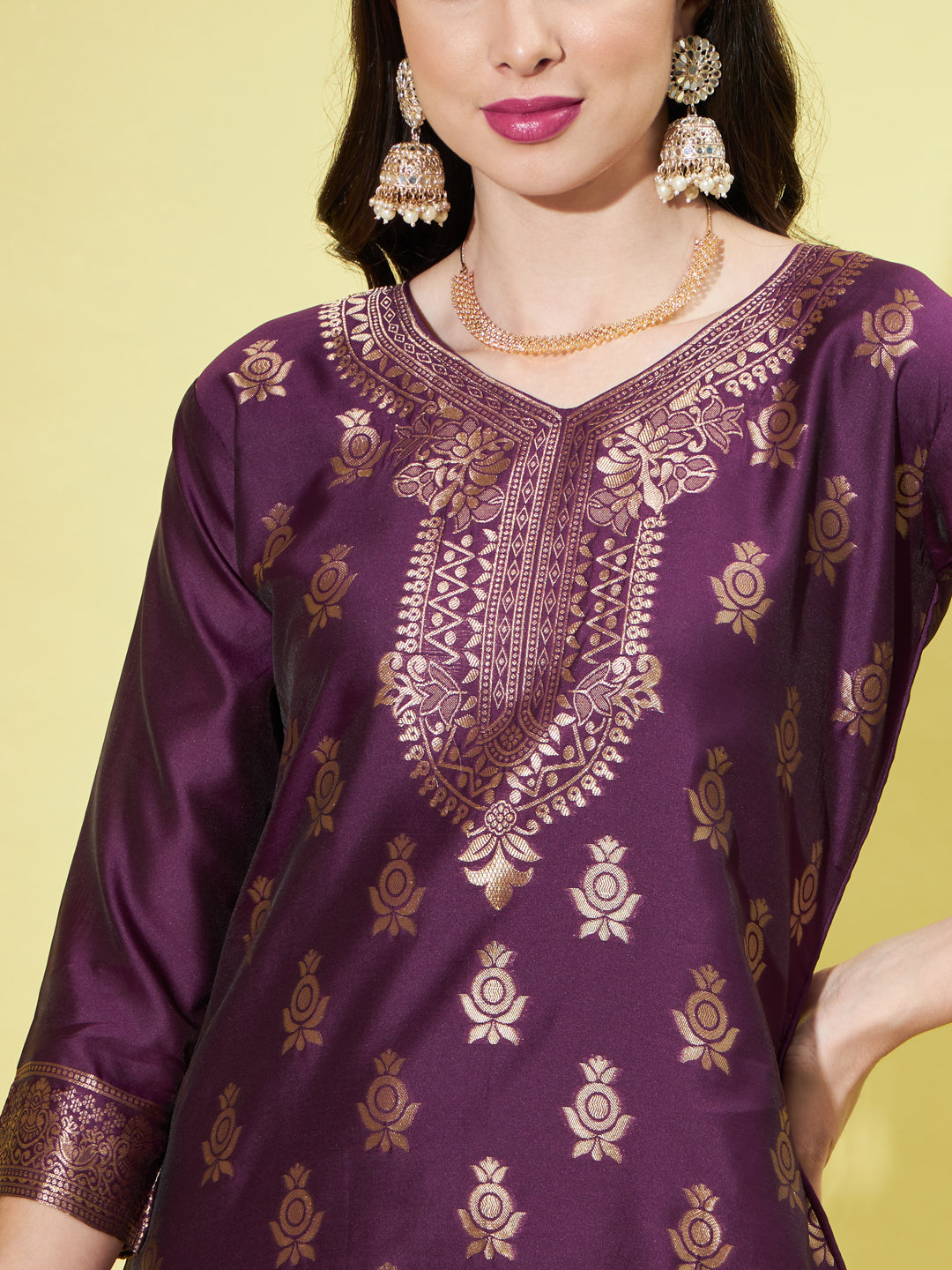 VredeVogel Cotton Silk Jacquard Kurta Pant With Banarasi Silk dupatta