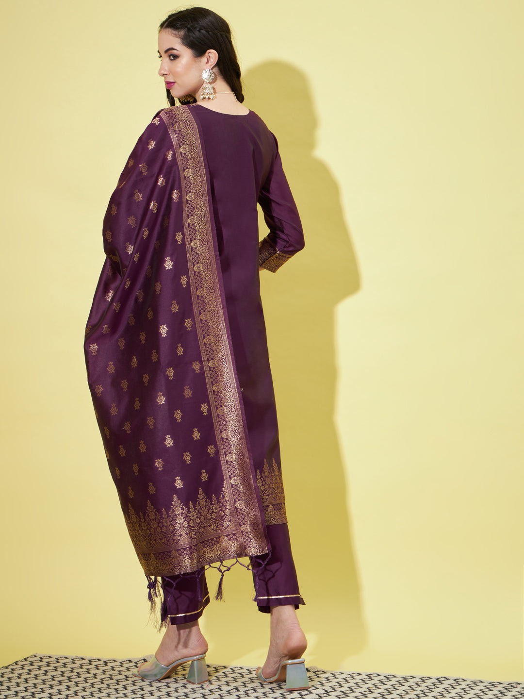 VredeVogel Cotton Silk Jacquard Kurta Pant With Banarasi Silk dupatta