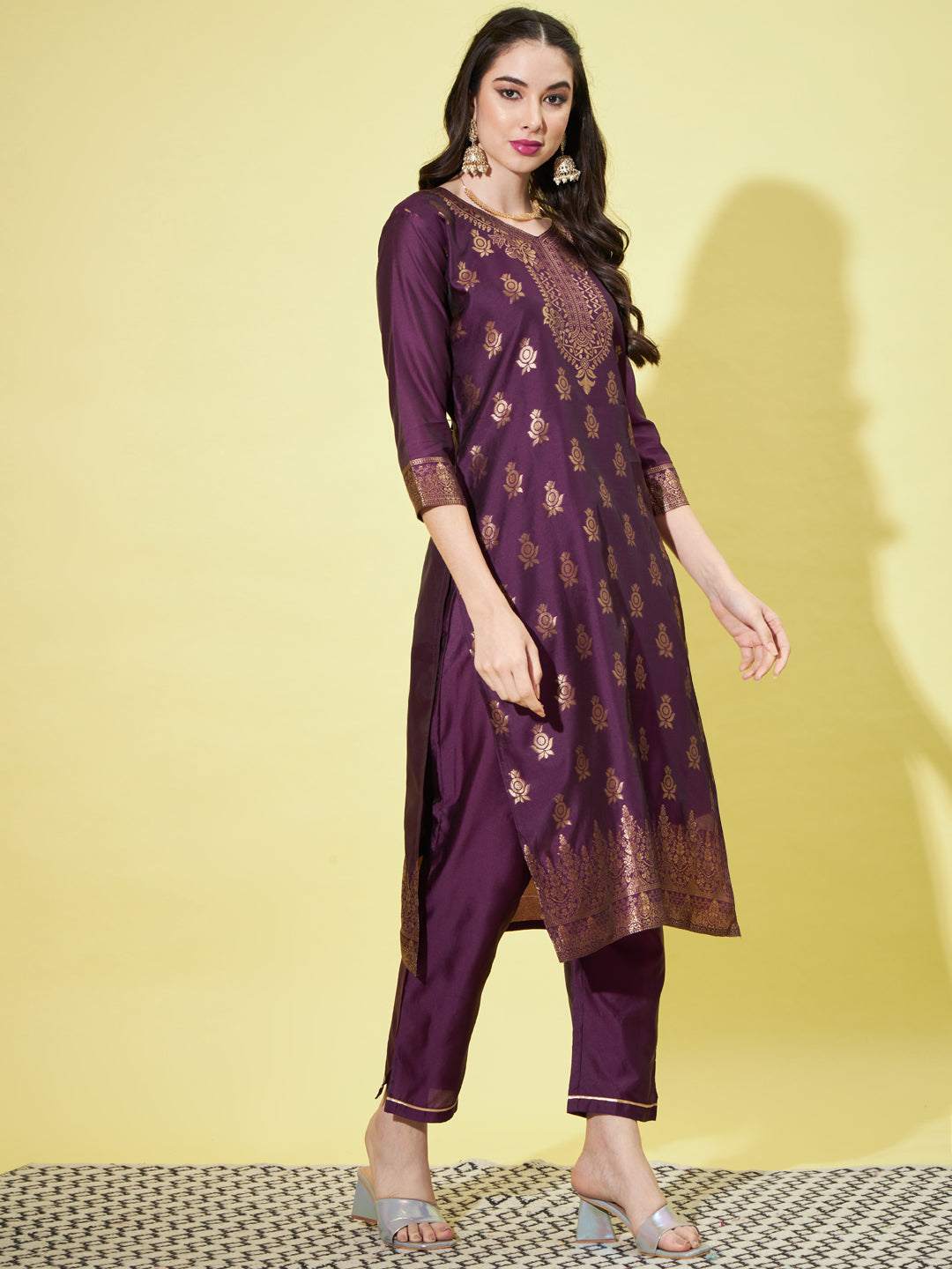 VredeVogel Cotton Silk Jacquard Kurta Pant With Banarasi Silk dupatta
