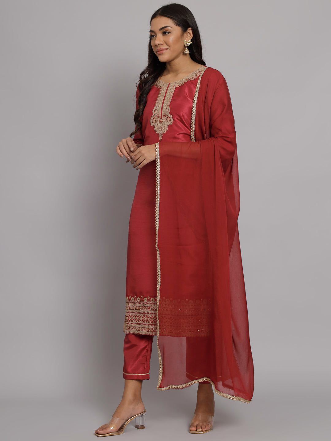 VredeVogel Silk Blend Heavy Zari Work Kurta and Trousers Pant Set