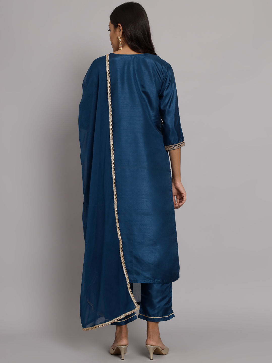 VredeVogel Silk Blend Heavy Zari Work Kurta and Trousers Pant Set