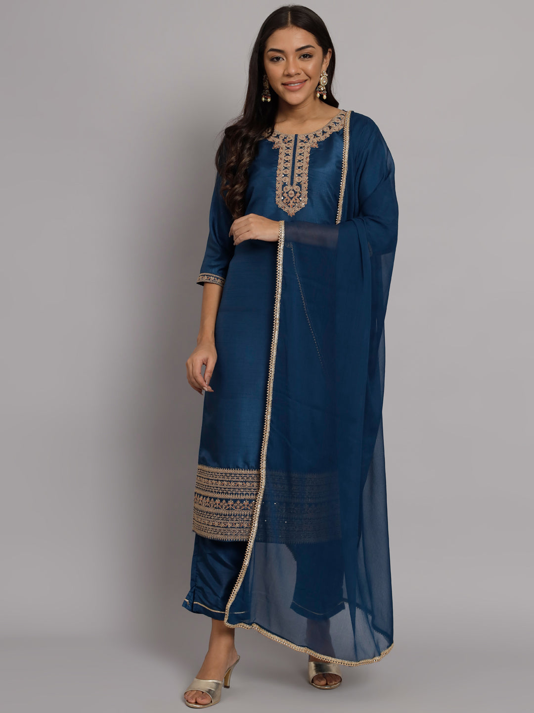 VredeVogel Silk Blend Heavy Zari Work Kurta and Trousers Pant Set