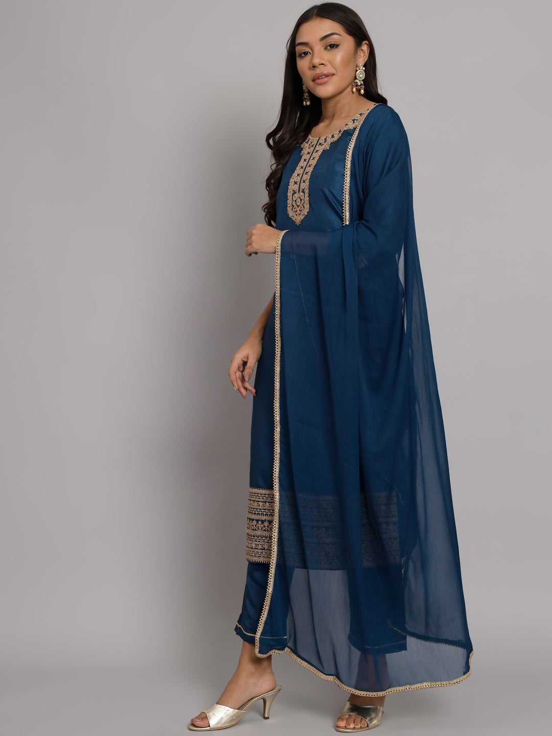 VredeVogel Silk Blend Heavy Zari Work Kurta and Trousers Pant Set