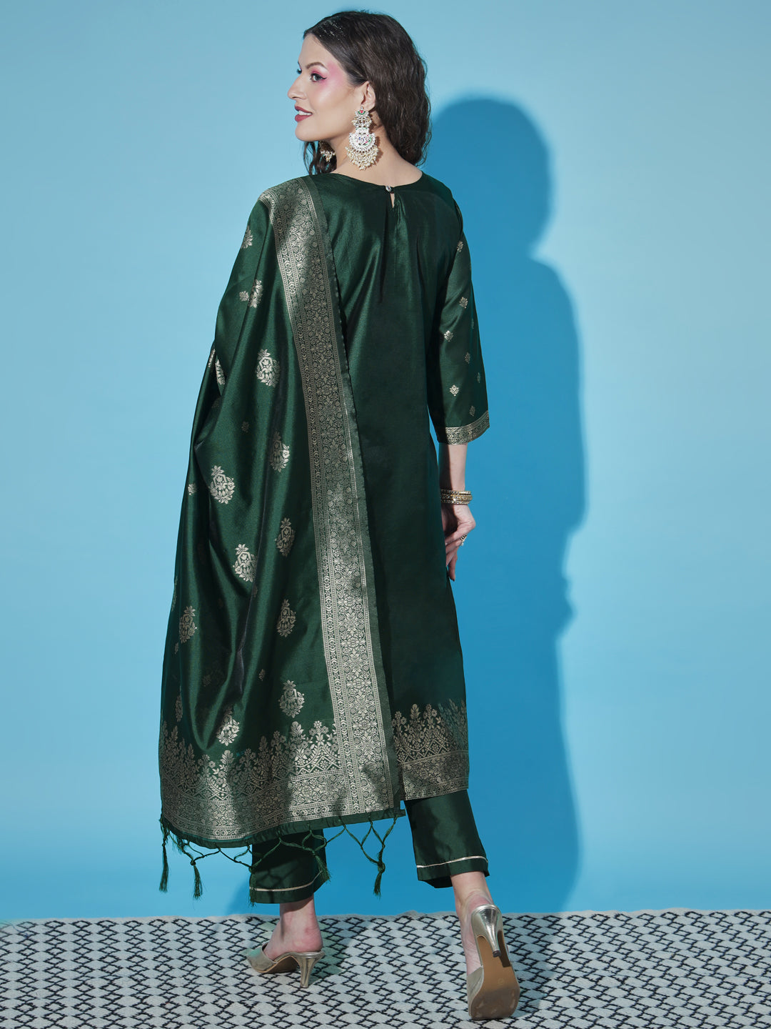 VredeVogel Cotton Silk Jacquard Kurta Pant With Banarasi Silk dupatta