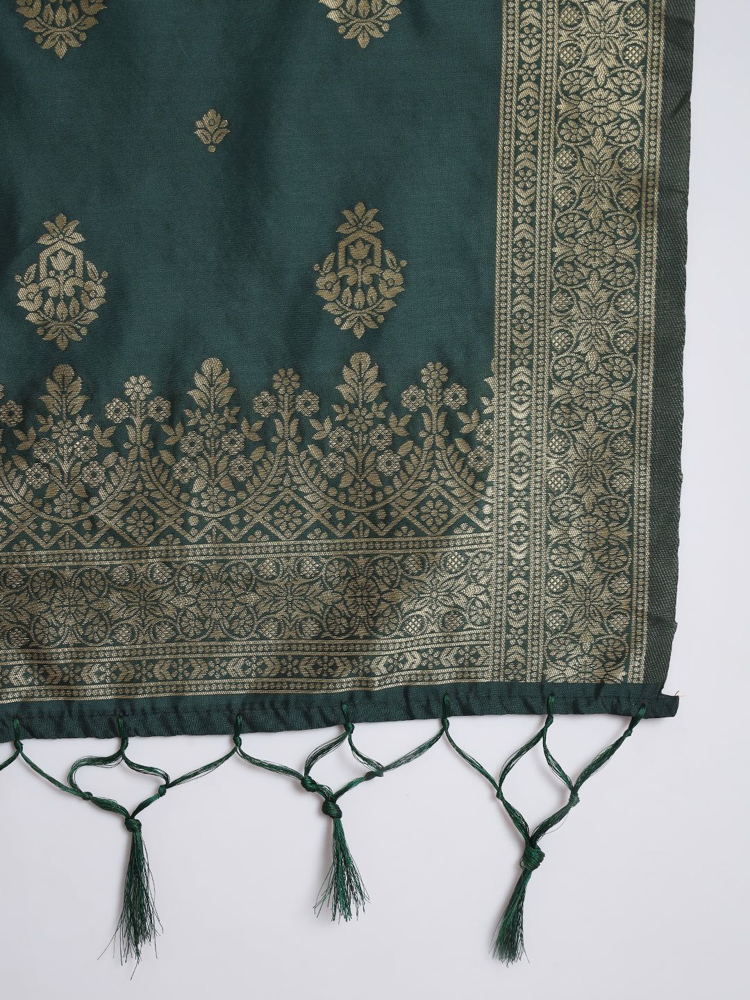 Vishwa Green Silk Round-neck Blossom Woven Kurta With Pant Suits