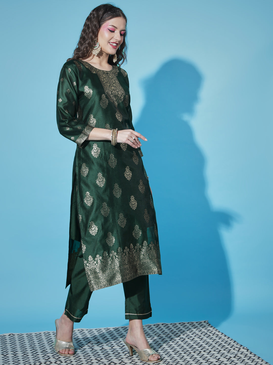 VredeVogel Cotton Silk Jacquard Kurta Pant With Banarasi Silk dupatta