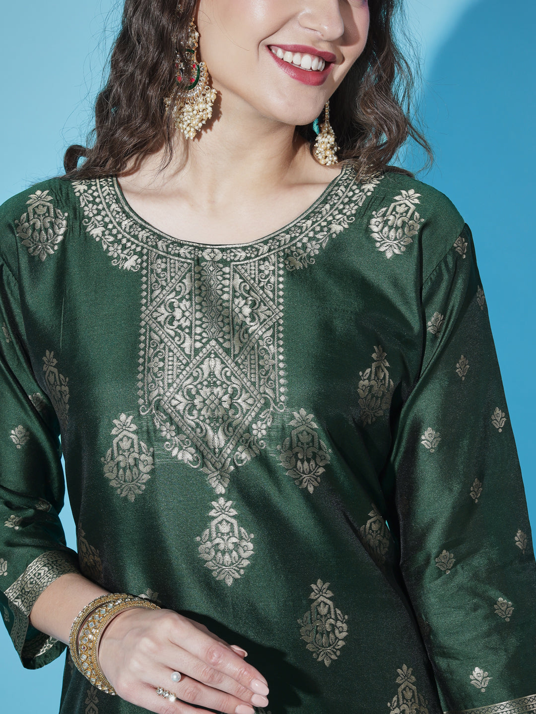 VredeVogel Cotton Silk Jacquard Kurta Pant With Banarasi Silk dupatta