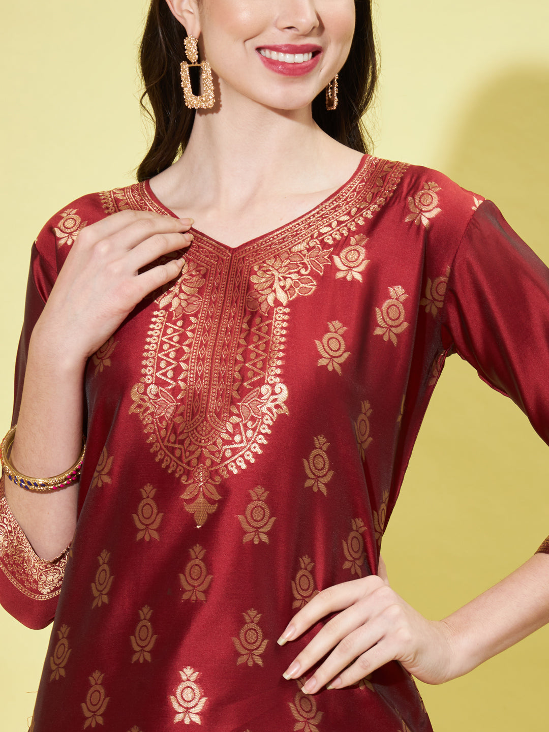 VredeVogel Cotton Silk Jacquard Kurta Pant With Banarasi Silk dupatta