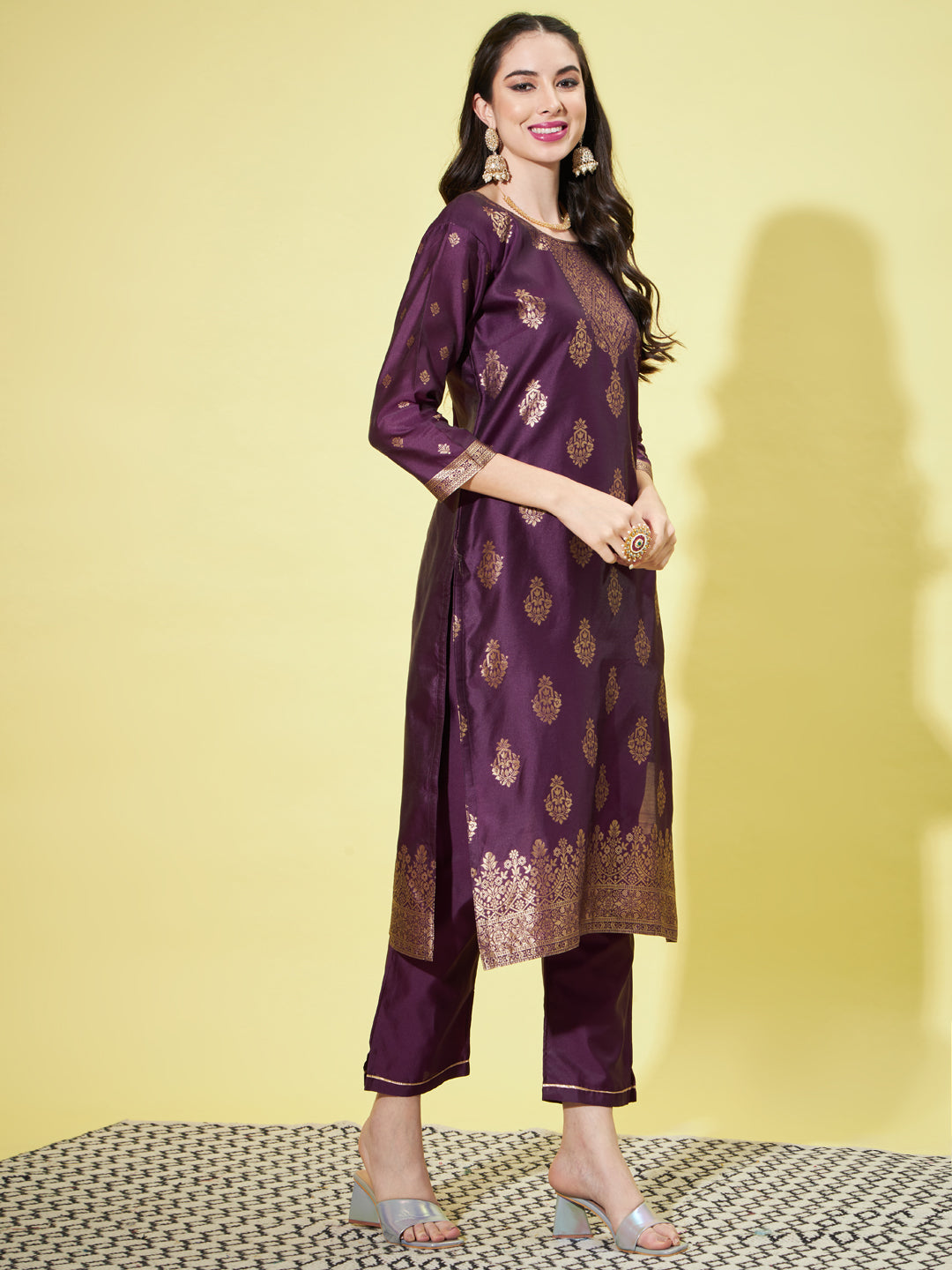 VredeVogel Cotton Silk Jacquard Kurta Pant With Banarasi Silk dupatta