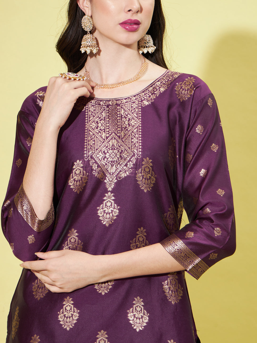 VredeVogel Cotton Silk Jacquard Kurta Pant With Banarasi Silk dupatta