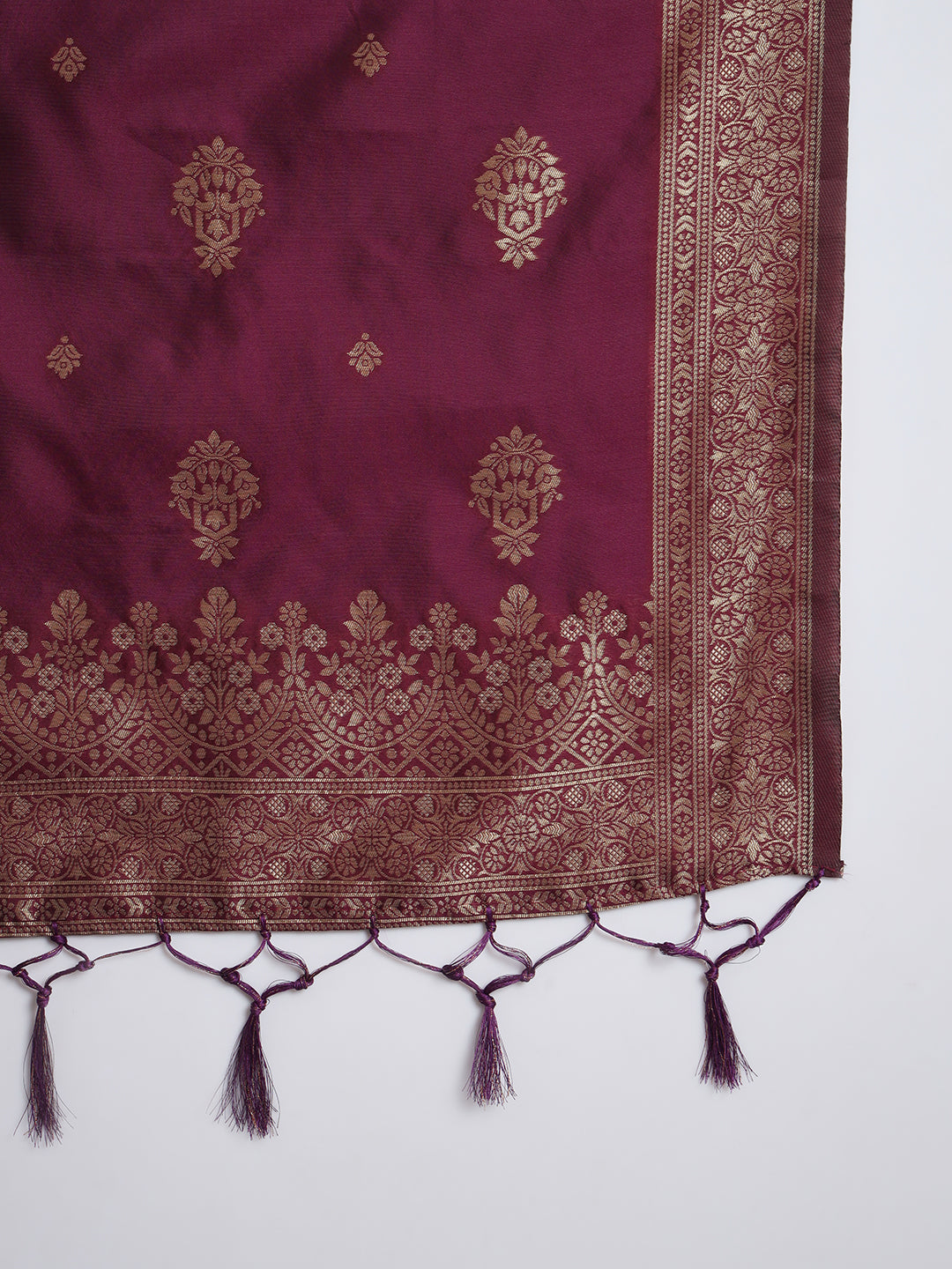 Soraya Purple Silk Round-Neck Blossom Woven Kurta With Pant Suits