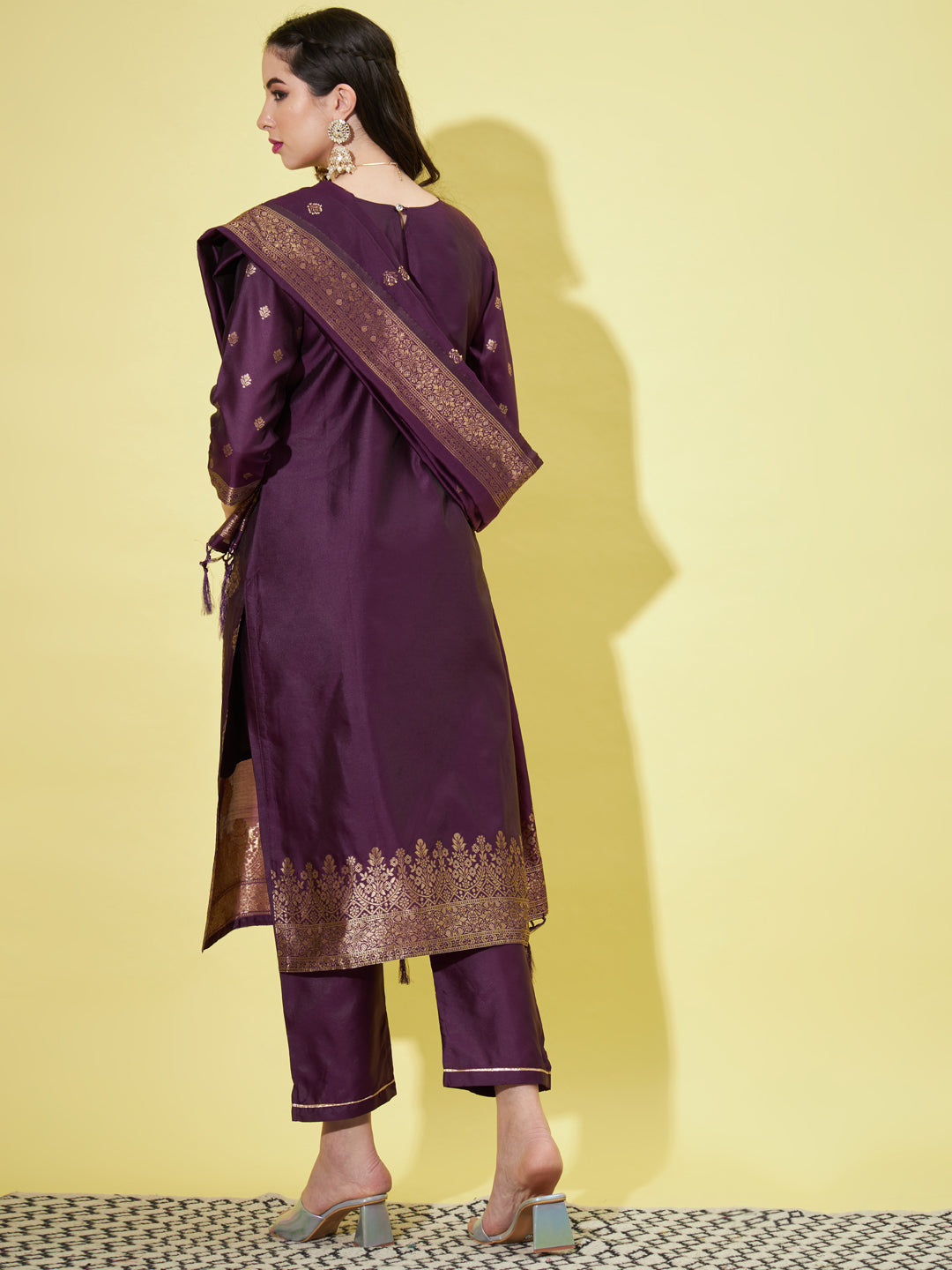 VredeVogel Cotton Silk Jacquard Kurta Pant With Banarasi Silk dupatta