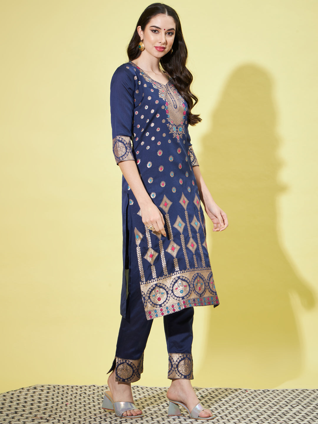 VredeVogel Cotton Silk Jacquard Kurta Pant With Heavy Banarasi Silk Dupatta