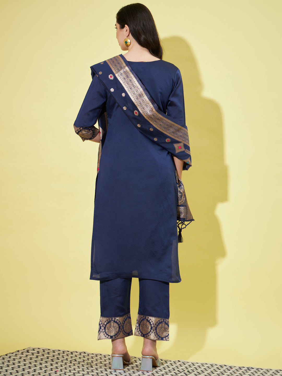 VredeVogel Cotton Silk Jacquard Kurta Pant With Heavy Banarasi Silk Dupatta
