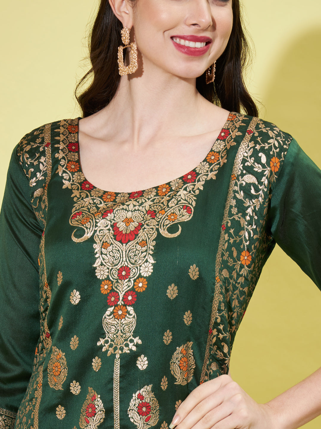 VredeVogel Cotton Silk Jacquard Kurta Pant With Heavy Banarasi Silk Dupatta